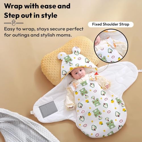 Image of StarAndDaisy Baby Swaddle Wrap for Newborn 0-9 Months, Baby Sleeping Bag Or Blanket, Muslin Swaddle for New Born Boys & Girls for All Season Frog Print