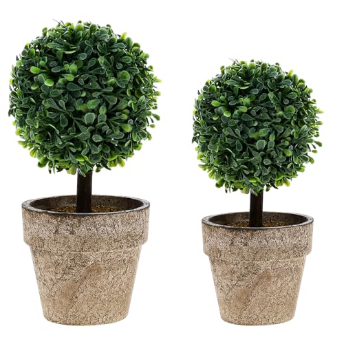 Woration Artificial Green Grass Ball Potted Fake Shrubs Big & Small Ball Plant Decoration Faux Small...