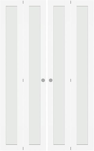 Miniatura 61 de BARNER HOME Puerta de armario, puertas plegables Full Lite con panel de vidrio con junco, fácil montaje, puertas plegables con kits de herrajes