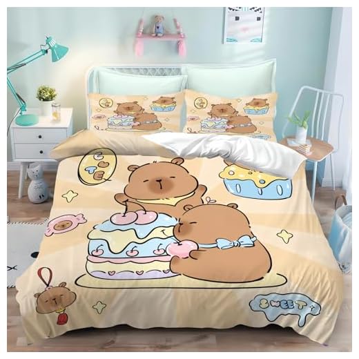 SMchwbc Capybara Ropa de cama de 135 x 200 cm, para niños y niñas, diseño de capibara, ropa de cama con cremallera (4, 135 x 200 cm)