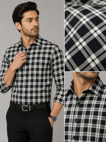 Image of Cotswool Checks Unstitched Shirt Fabric 2.25 Meter, 44 Inch