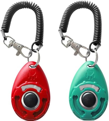 Pet Training Clicker with Wrist Strap – Dog Training Clickers (New Red + Bluegreen)