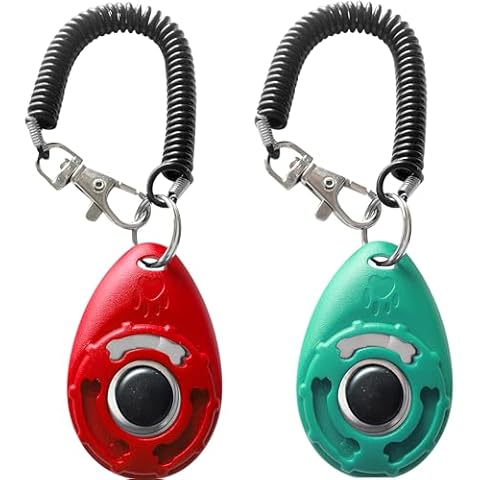 HoAoOo Pet Training Clicker with Wrist Strap - Dog Training Clickers (New Red + Bluegreen) Cover