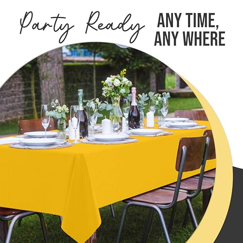 Image of Exquisite Yellow Rectangle Tablecloth 54 inchx108 inch - 48 Pack | Plastic Tablecloth, Disposable Table Covers Rectangle for Parties, Weddings, Holidays & Party Supplies
