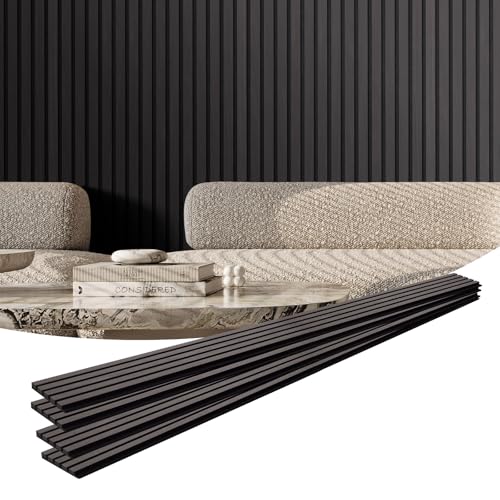 VEVOR Wood Slat Acoustic Panels, 7.9 x 94.5 inch, MDF Accent Wooden Wall Panels for Modern Interior Wall Decor, Faux Wood Wall Board Panels for Noise Reduction, Black Oak