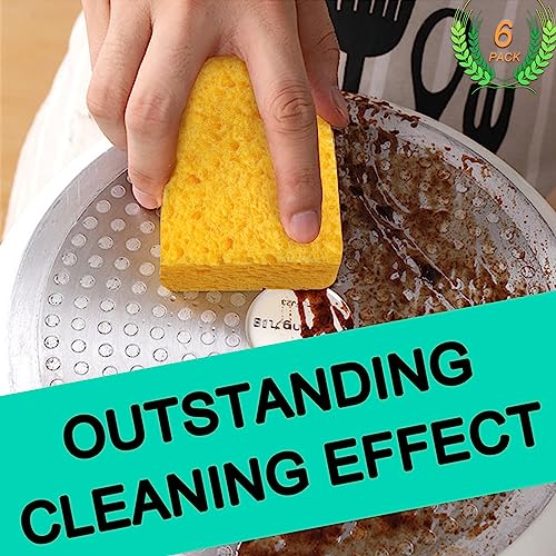 Image of 6-Count Extra Large Compressed Sponges Kitchen for Dishes, Sponges for Cleaning, Biodegradable Cellulose Compressed Sponges for Kitchen, Bathroom, Camper, Backpacker