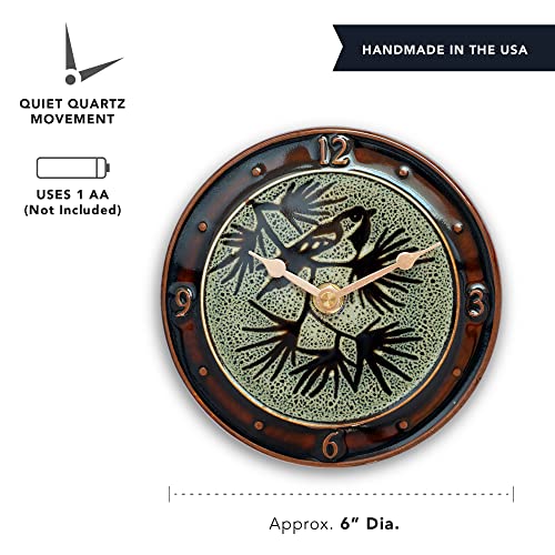 Georgetown Pottery Ceramic Small Wall Clock (6 Inch) With Desktop Stand, Handmade, Made In Usa (Hamada Chickadee) #TOP1