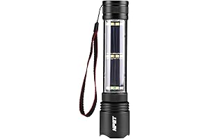 NPET T08-2 Solar Power Flashlight for Car, Rechargeable Tactical Multi-Function Torch