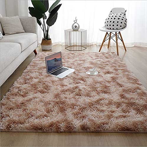Alfombra Salon Pelo Largo 160x230 cm Beige, Alfombras de Habitacion Mullida Antideslizante Lavable Plegable para Infantil Cocina Salón Baño Dormitorio Pasillo Decoración Hogar