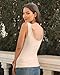Bigeoosh Womens Lace Patchwork Sexy Deep V Neck Knitted Vests Summer Camis Tank Tops Khaki
