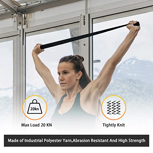 Yoga Strap For Stretching,Durable Webbing With Adjustable Metal D-Ring Buckle Loop, Yoga Exercise Straps For Pilates, Physical Therapy, Dance, Gym Workouts(Black) #TOP2