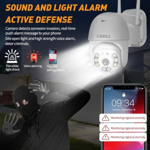 Image of DDLC 5MP Outdoor WiFi PTZ Security Camera | 360 Rotation | Color Night Vision | Motion Detection | Two Way Audio | Wireless CCTV Camera for Home | Mobile App V380 Pro (PTZ Camera)