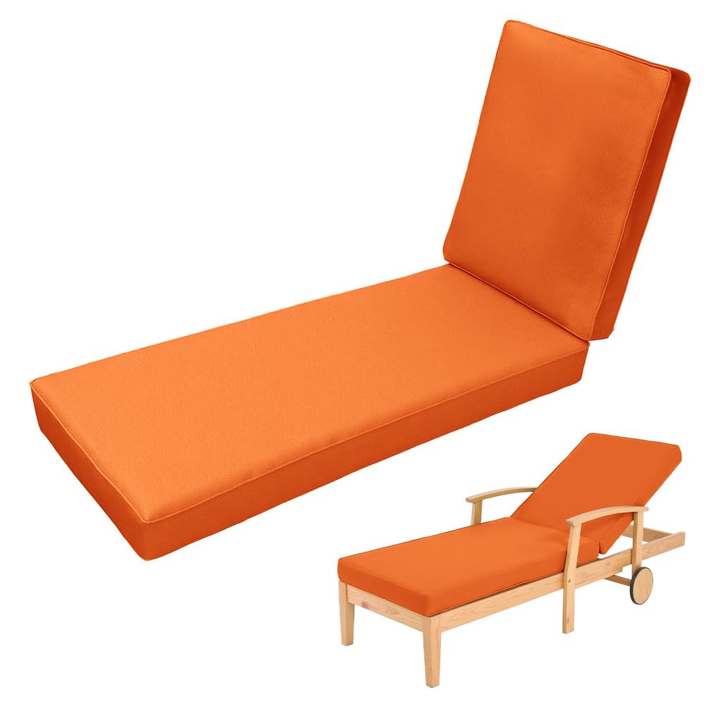 Aocase Garden Sun Lounger Cushions Only, Garden Steamer Sunlounger Cushion Outdoor Waterproof SunLounger Cushions Reclining Sun Lounger Cushion Non-Slip Thickened Chair Cushions,Orange 16,188x58x10cm