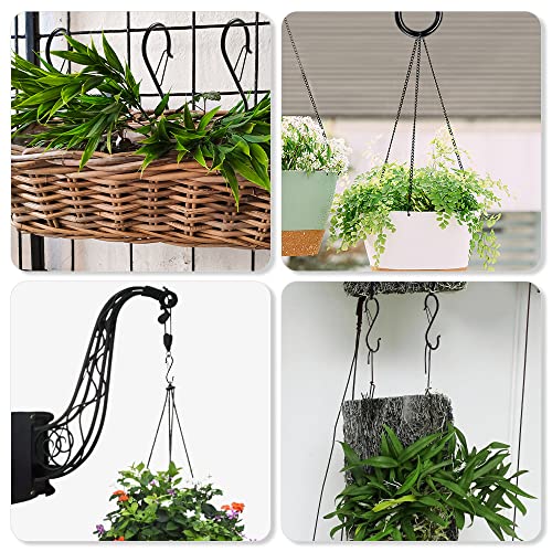 GAOHUI 12 Stück S-Haken zum Einhängen mit Sicherheitsschnalle, 9cm Edelstahl Anti-Drop Aufhängehaken für Utensilien und Schrankstange, Schwarz