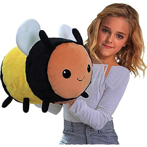 Fuzzy Bumblebee Plush Bee, Buzzy the Honey Bee Stuffed Animal Toy, 15.7Inch Yellow Fat Cuddle Bee Plushie Fluffy Pillow for Kids Children Xmas Gifts (30cm=11.8Inch) Cover