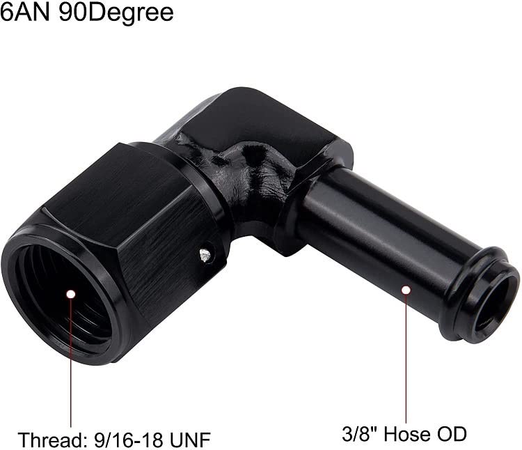 Adattatore In Alluminio Anodizzato Nero AN6-AN10 – Raccordo A 90° Femmina-maschio Per Carburante E Olio – Filettatura Linee Combustibile