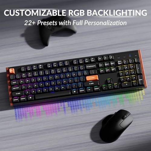 Image of Keychron K10 HE Hall Effect Keyboard, Ultra-Fast Lime Banana Magnetic Switch, Full-Size Tri-Mode Wireless Keyboard with Rapid Trigger, Adjustable Actuation, RGB, Aluminum + Wood Frame - Black