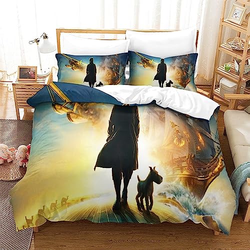Juego de funda de edredón con estampado 3D de Las aventuras de Tintines con póster de película, juego de ropa de cama de microfibra suave para niños, jóvenes y adultos, decoración de dormitorio, 140 x
