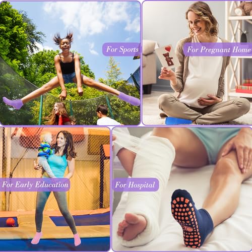 Hercicy 39 Pairs Non Slip Skid Socks with Grips Non Skid Colorful Non Slip Socks for Men Women's Sports Yoga Socks Pilates Ankle Socks4