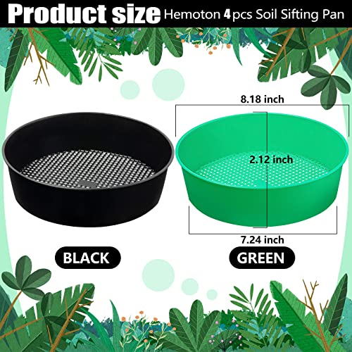 4 Pack Garden Soil Compost Sifter Round Plastic Sand Sieve, Sifting Pan Set for Gardening Home Plant Work with Small Rocks Gravel Sand