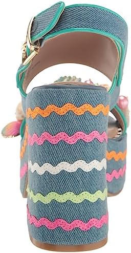 Betsey Johnson Women's Shellie Heeled Sandal, Denim Multi, 8 | Image 2