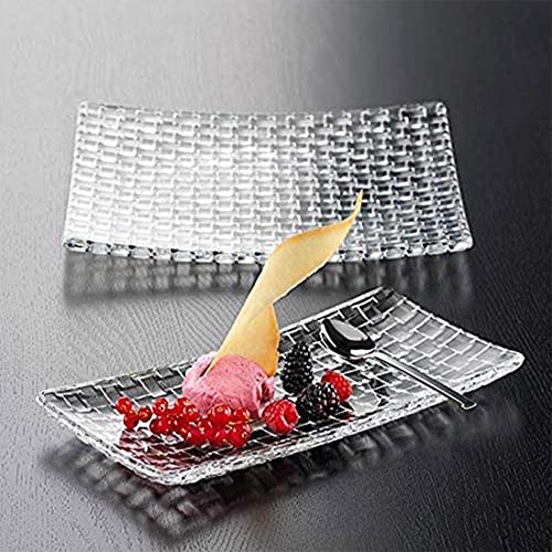 Nimlam Transparent Glass Serving Tray for Dining Table Dry Fruit Serving Tray Snacks Tray Multipurpose Serving Tray for Kitchen Fruit Serving Tray(Transparent)