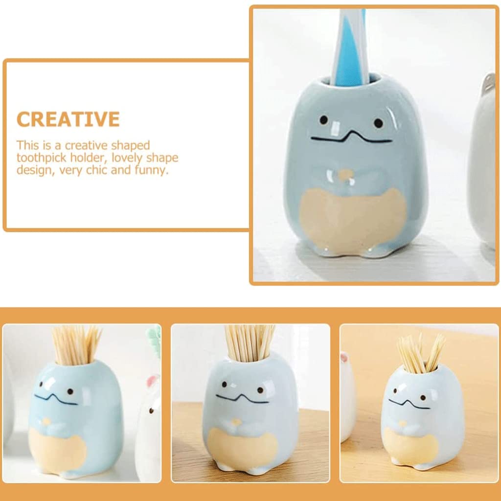 Dispenser per stuzzicadenti, Scatola per stuzzicadenti, Porta stuzzicadenti in Ceramica alla Moda, Contenitore a Forma di Animale Carino, Porta spazzolini da Denti