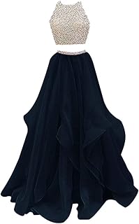 black and gold 2 piece prom dress