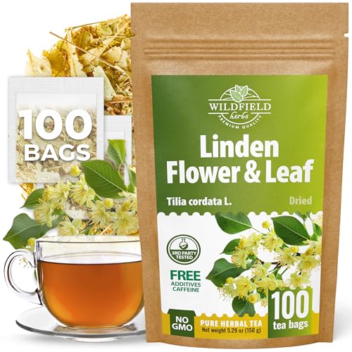 Image of 100 Bags Linden Tea Dried Linden Flower Tea Herbal (Tilia Cordata) - 100 Count 1.5g Bags Herb Lipa