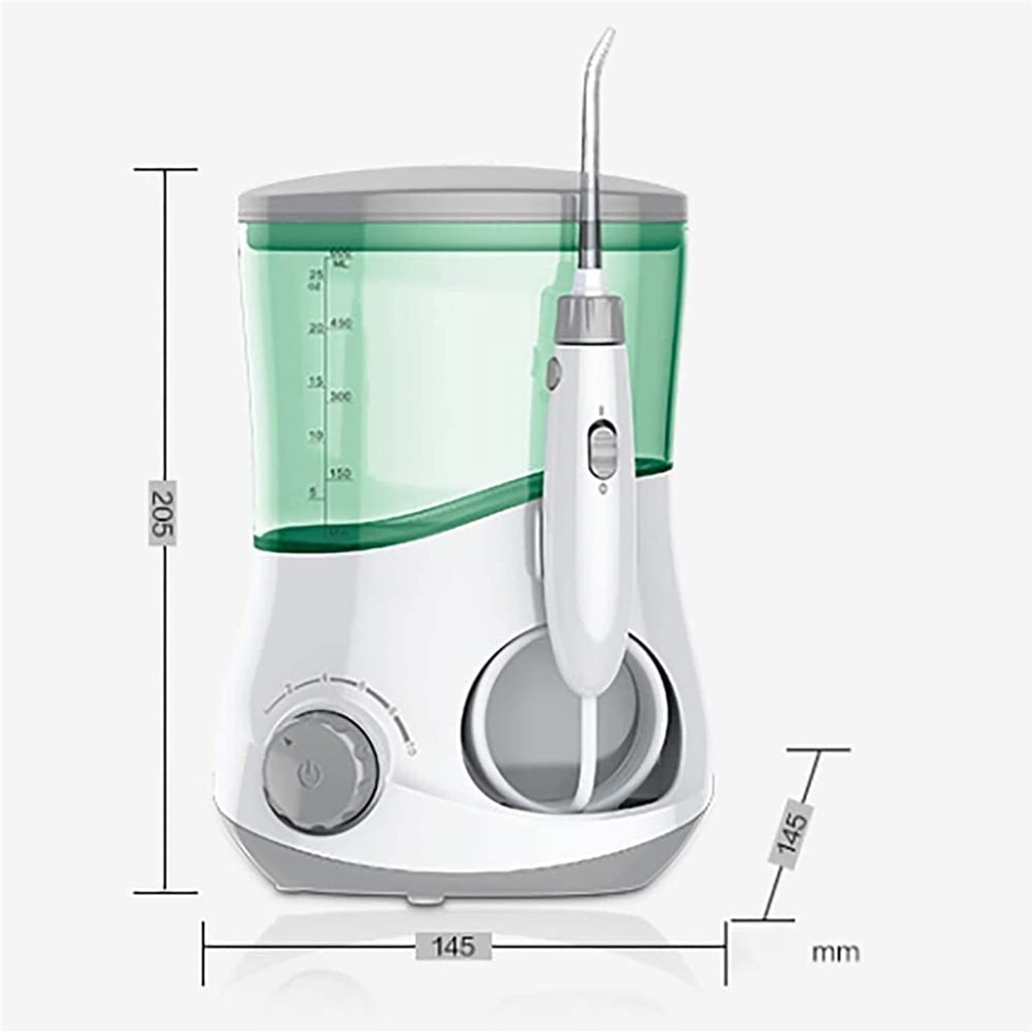 Irrigador de agua for dientes, irrigador bucal dental con 6 puntas de chorro, tanque de agua de 600 ml, base antideslizante, hilo dental eléctrico silencioso for el cuidado de los aparatos ortopédicos