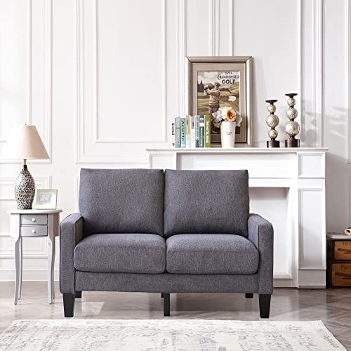 Sofá de tela de 3 plazas con espacio de almacenamiento, montaje sin herramientas, color beige (gris oscuro 2)