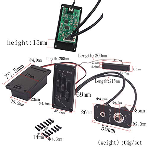 Alnicov Electric Violin Pickup Piezo Vorverstärker Zubehör mit Active Tone System