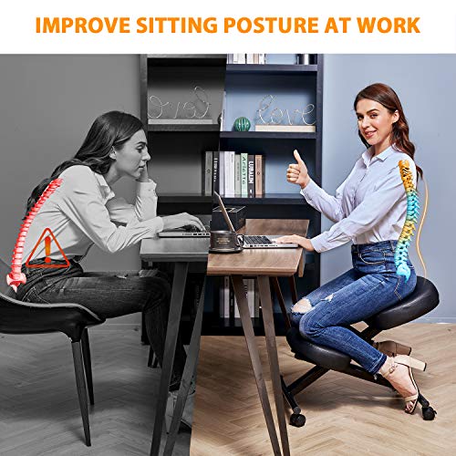 Himimi Cadeira ergonômica para ajoelhar – Couro sintético – Almofadas de espuma moldadas grossas e c