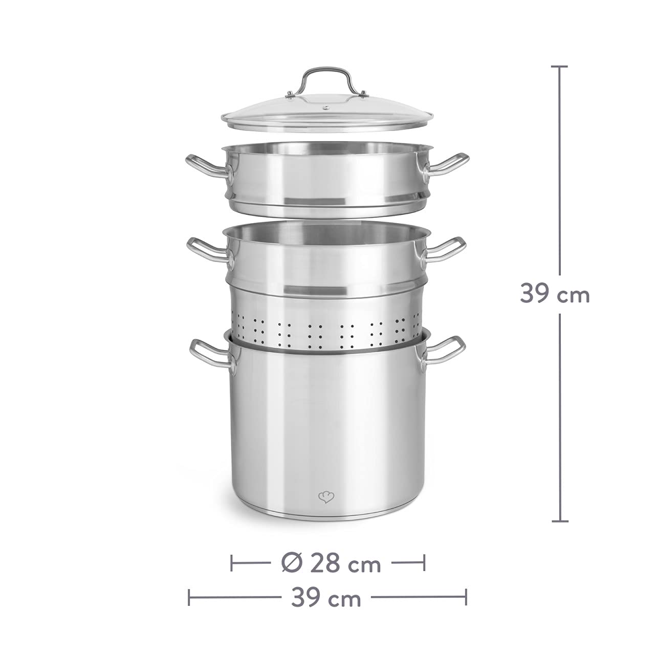 FLORINA Roestvrijstalen Pan (1,3 l) 14 cm I Kookpan OLIVER met Glazen Deksel I Met Maatbeker I Vaatwasmachinebestendig I Pastapan, Soeppan, Pastapan I Ideaal voor Alle Kookplaten en Inductie