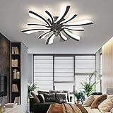 78cm Ventilador de Techo con Luz Silencioso Flor Moderna Lampara Ventilador Techo con Mando/APP Regulable Reversible Verano Invierno Ceiling fan with Light para Dormitorio Salón, Negro