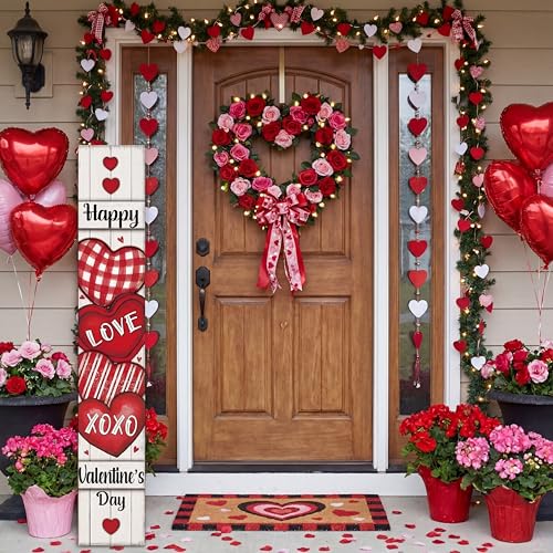 Threehoney 47 Large Valentine's Porch Sign Red...