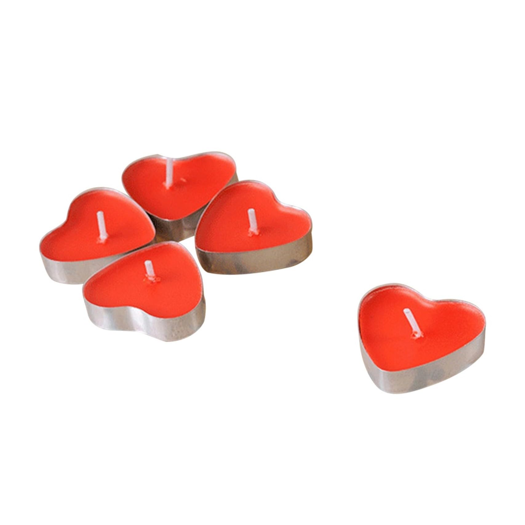 Cabilock 50pcs Heart-Shaped Candle Romantic Candle for Marriage Proposal Wax Aluminum for Anniversary and Heart Shaped Display