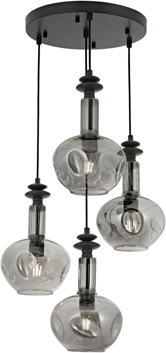 Avonni AV-60404-4T-GR Siyah Kaplama Modern Avize E27 Metal Cam 35cm