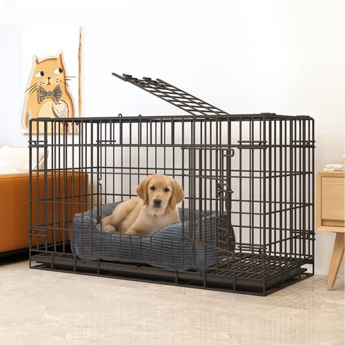 FURTIME-Rectangle-Dog-Beds-Medium-Washable25x21-Super-Soft-Grey-Dog-Bed-Cat-Bed-Fluffy-Plush-Puppy-Bed-with-Slip-Resistant-Bottom-for-Corgi-French-Bulldog-Cocker-Spaniel