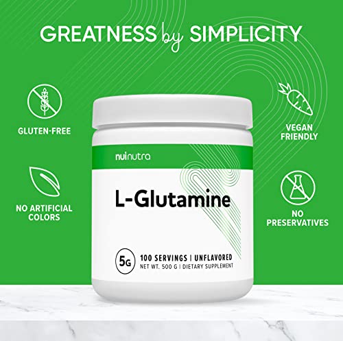 Nui Nutra L Glutamine Powder Supplement 500G Tub, 5G Per Serving - Amino Acid To Promote Muscle Recovery #TOP7