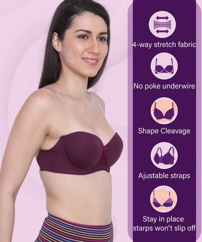 Image of Brachy Women's Polycotton Padded Underwire Strapless Bra Beige