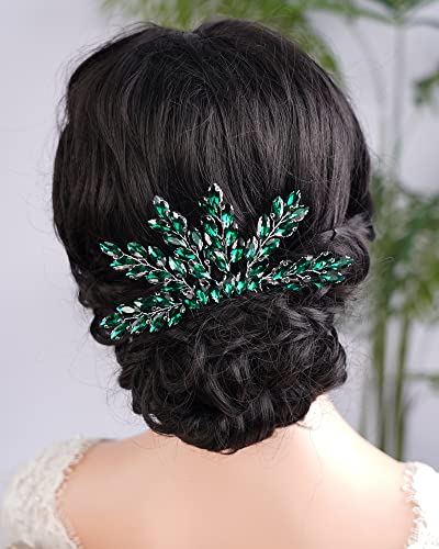 Peine para cabello con cristales verde vintage miniatura 2