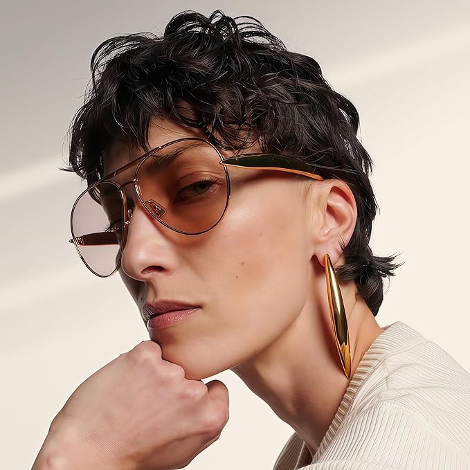 SODQW Gold Aviator Sunglasses for Women Men Trendy Designer Metal Sun Glasses with UV400 Metal Frame Ladies Shades2