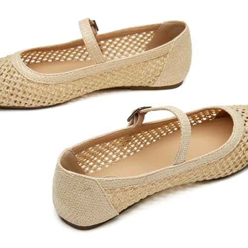 Trary Mary Jane Shoes Women Woven Flats for Women Dressy Ballet Flats Squared Toe Mary Jane Flats Shoes4