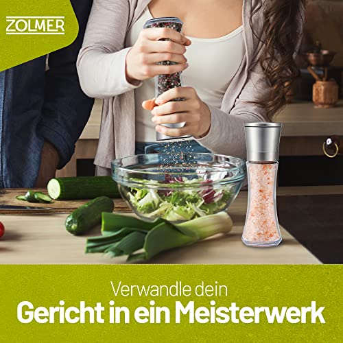 Foto von 2X Mehr Vorrat Salz und Pfeffermühle Keramikmahlwerk 200 ml Silber