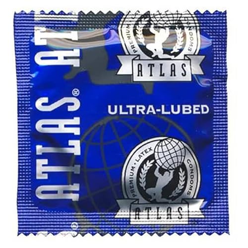 Atlas Ultra Lubed Condom Bundle With A Silver Sleek Pocket Case, Extra Lubricated Latex Condoms-24 Count #TOP20