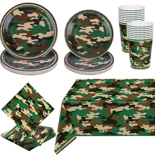 Kochorie 97 Pieces Camouflage Party Supplies Camo Disposable Tableware Set