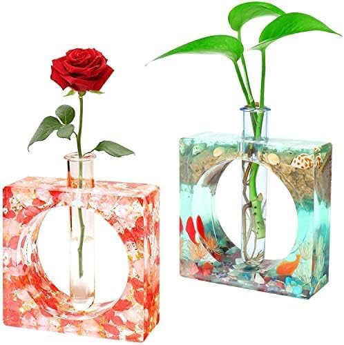 (BGA128) Wired FAX Silicon Square Planter Resin Mould Planter Propagation Vase Casting Mould with 1 Test Tube for Hydroponic/Flowers 1 PCS, Size (12X12X) CM.40 mm Depth-image-22