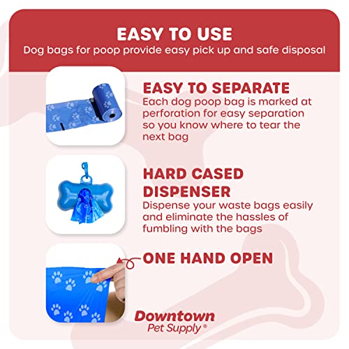 Downtown-Pet-Supply-Dog-Poop-Bags-1000-CT-Rainbow-Paw-Print-Bags-2-Dispensers-Waste-Bag-Dispenser-Clips-to-Dog-Leashes-Bags-Dog-Harnesses-Poop-Scoop-Bags-are-Leak-Proof-Bags-Unscented