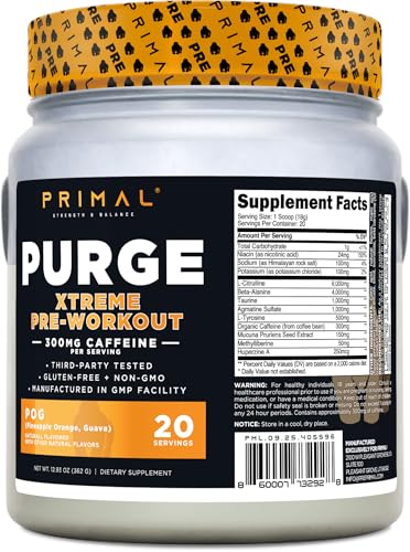 Image of Primal Purge Xtreme Pre-Workout (Pineapple Orange Guava Flavor) (20 Servings) - Gluten-Free + Non-GMO